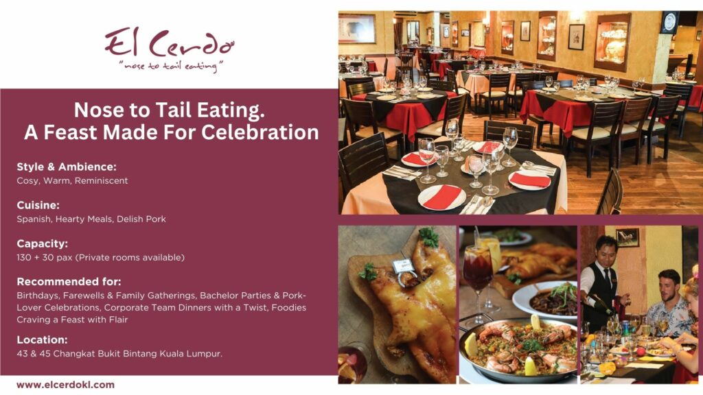 El Cerdo Changkat Bukit Bintang private dining and celebration restaurant in Kuala Lumpur